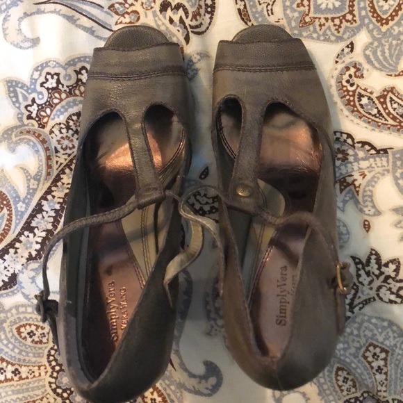 Simply Vera Taupe Peep Toe chunky heels - Picture 2 of 7